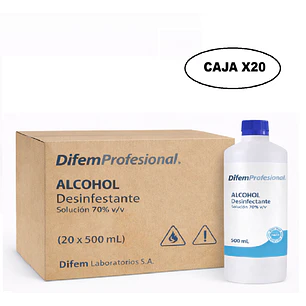 Alcohol Desinfectante 70% Difem 500ml Caja x20