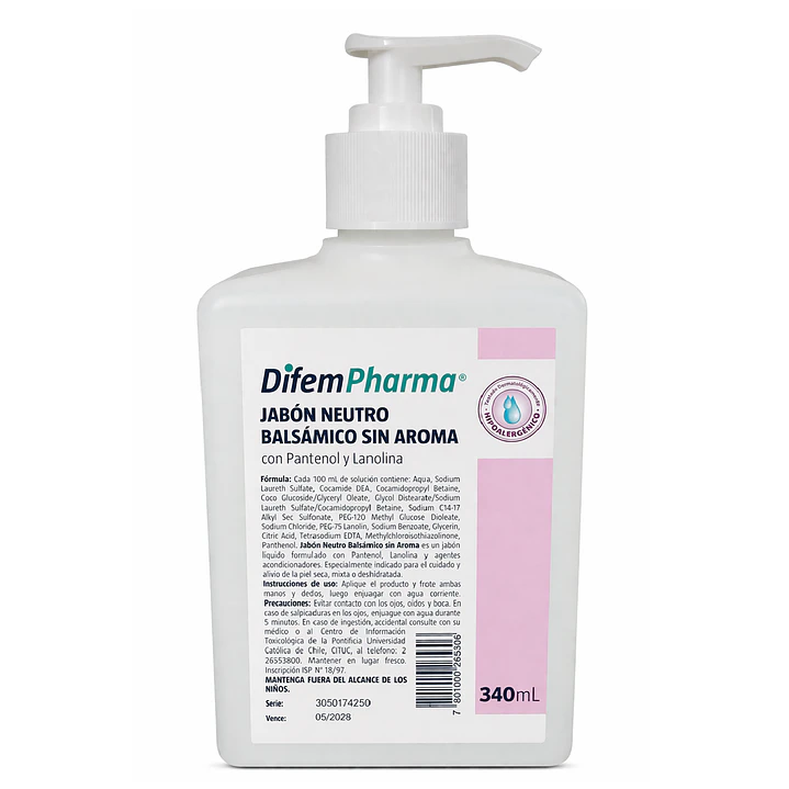 Jabon Neutro Balsamico Sin Aroma Difem 340ml  Pack x7 2