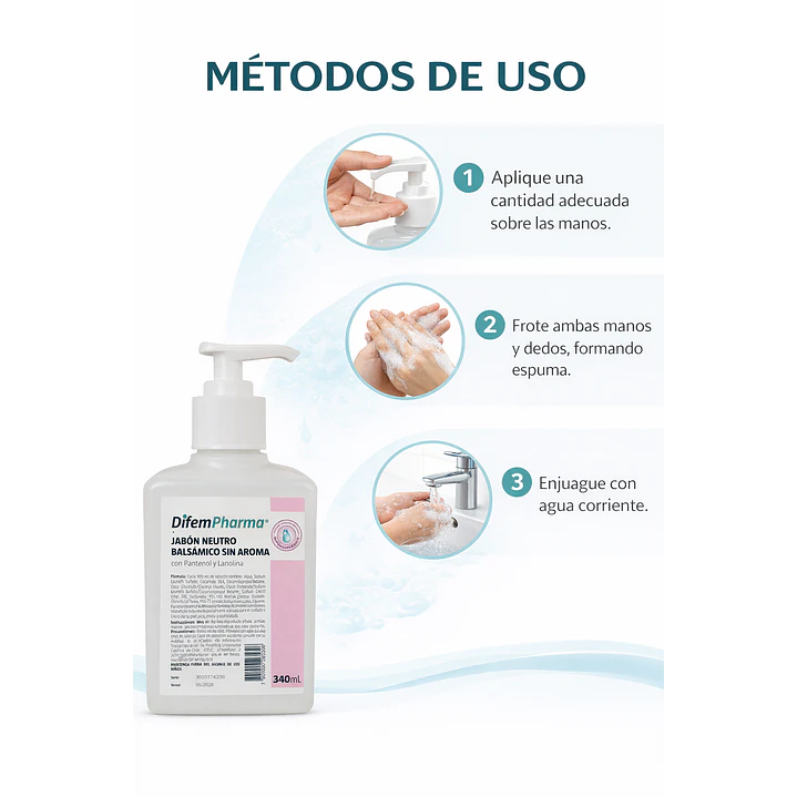 Jabon Neutro Balsamico Sin Aroma Difem 340ml  Pack x7 6