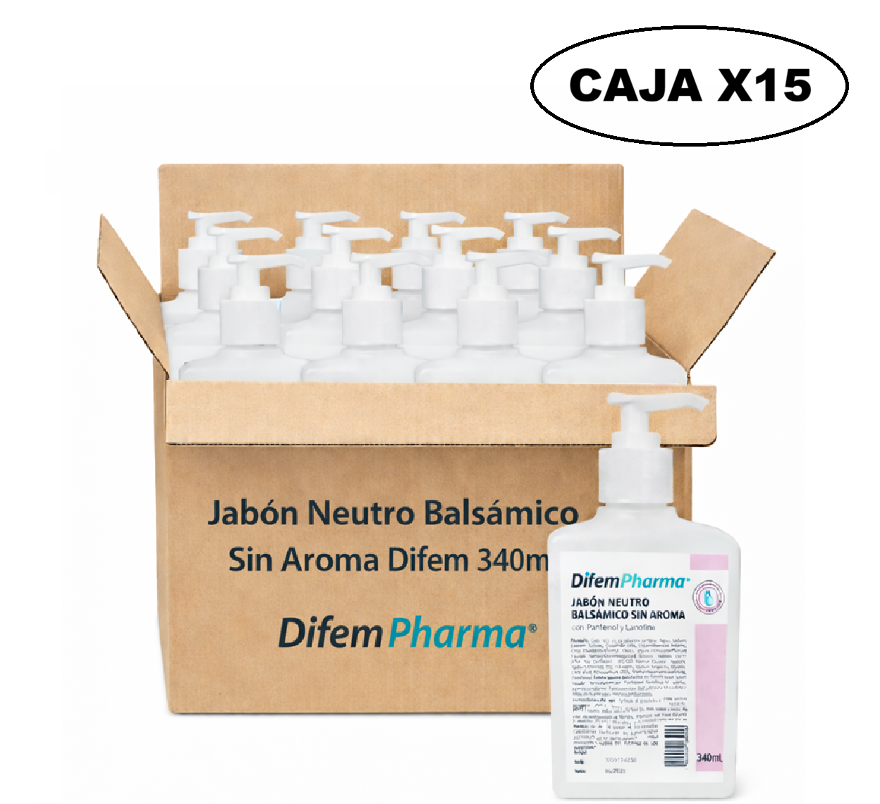 Jabon Neutro Balsamico Sin Aroma Difem 340ml Caja x15