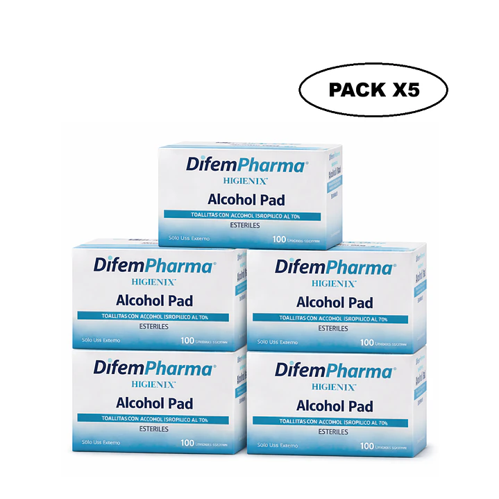 Alcohol Pad Higienix Toallitas Antisépticas x100 Pack x5  1