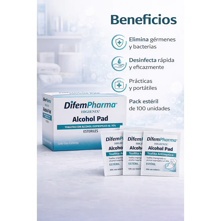Alcohol Pad Higienix Toallitas Antisépticas x100 Caja x10 5