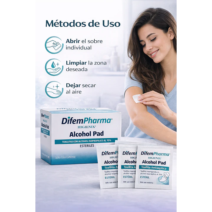 Alcohol Pad Higienix Toallitas Antisépticas x100 Caja x10 6