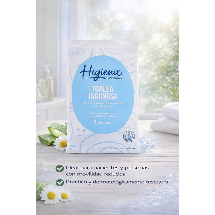 Toalla Jabonosa Higienix Limpieza Corporal Sin Enjuague Pack x12 5