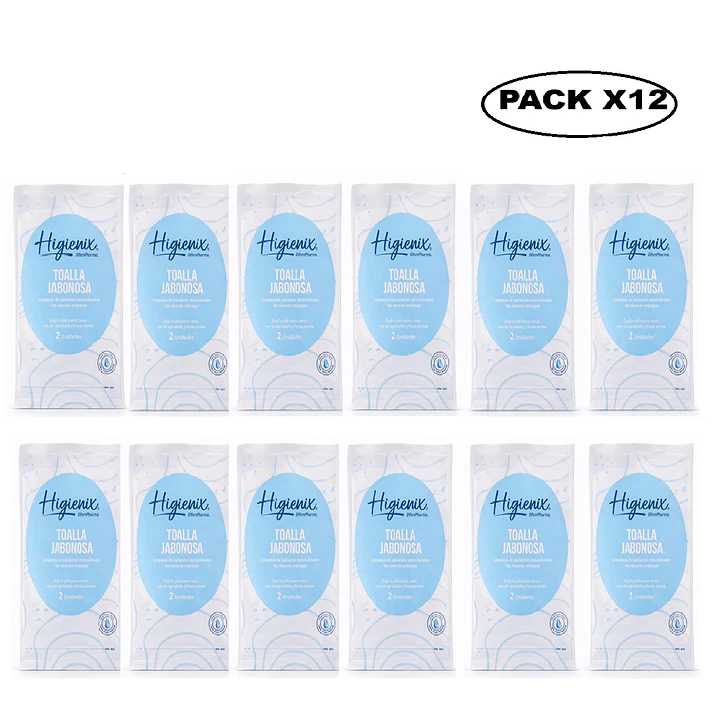 Toalla Jabonosa Higienix Limpieza Corporal Sin Enjuague Pack x12 1
