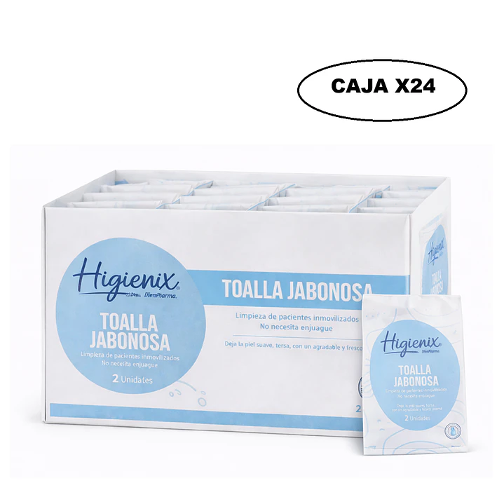 Toalla Jabonosa Higienix Limpieza Corporal Sin Enjuague Caja x24 1