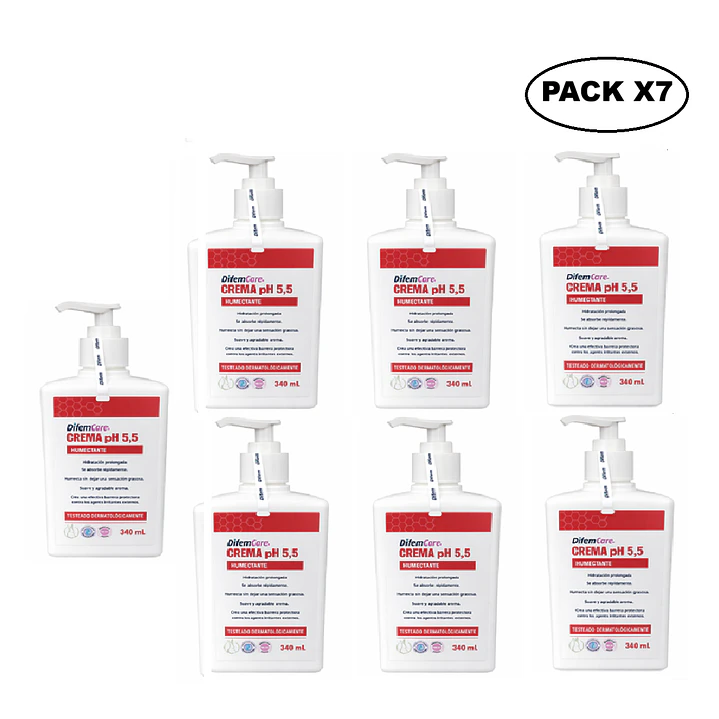 Crema Humectante pH 5.5 Hidratación Difem 340ml Pack x7 1