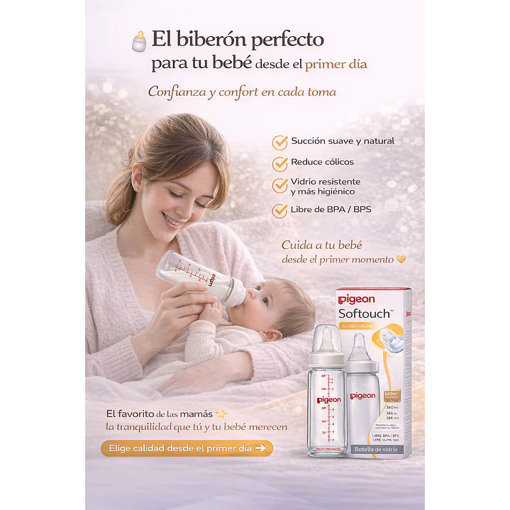 Biberon Vidrio Flexible  Pigeon +0m  120ml  4