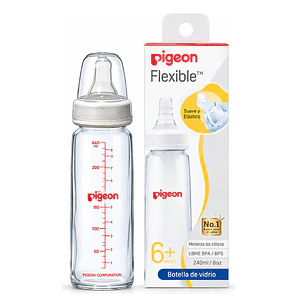 Biberón Vidrio Boca Standard Flexible Pigeon +6M 240ml