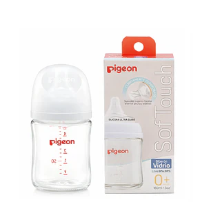 Biberón Vidrio Softouch Boca Ancha Pigeon +0M 160ml