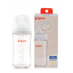 Biberón Vidrio Anticólicos Pigeon Softouch +3M 240ml 
