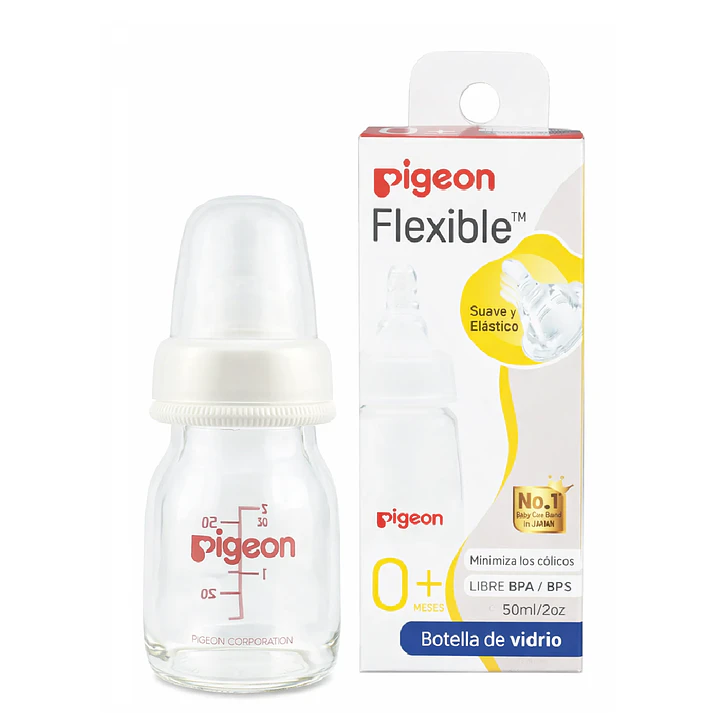 Biberón Vidrio Boca Estándar Pigeon +0M 50ml Pack x2 2