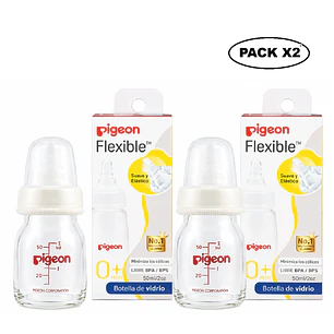 Biberón Vidrio Boca Estándar Pigeon +0M 50ml Pack x2