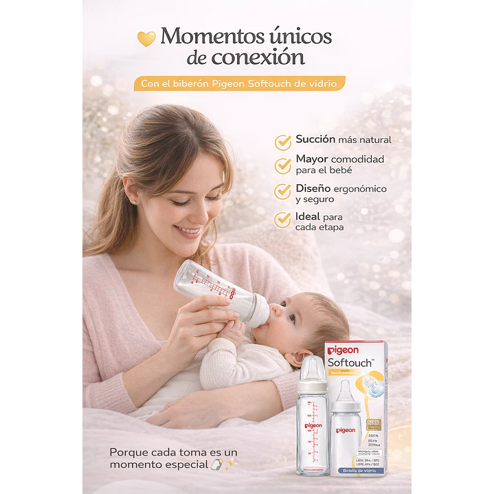 Biberon Vidrio Flexible  Pigeon +0m  120ml Pack x2 3