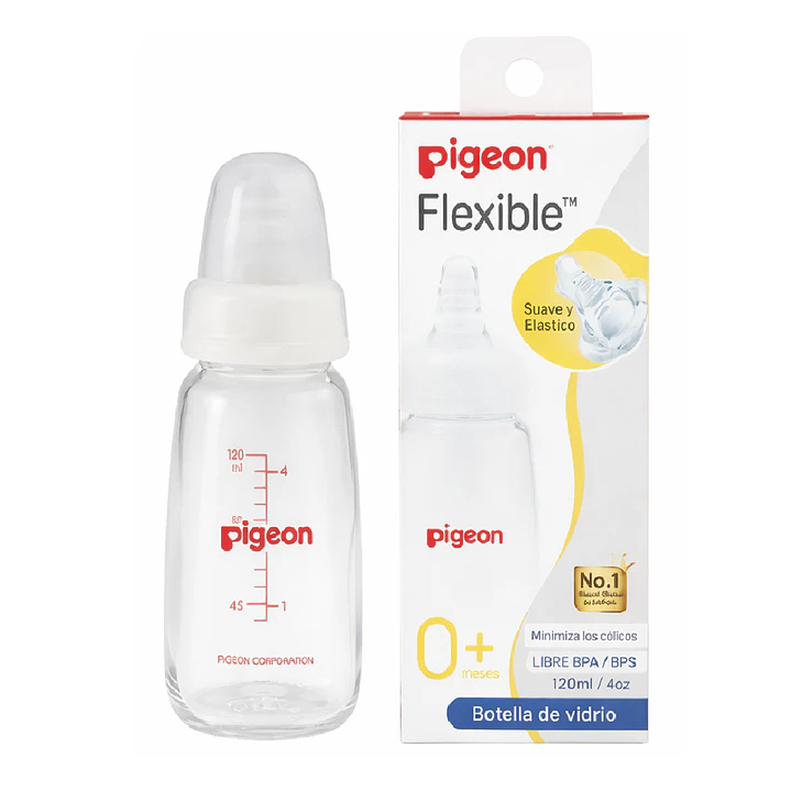 Biberon Vidrio Flexible  Pigeon +0m  120ml Pack x2 2