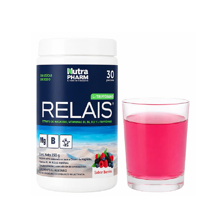 Relais Citrato De Magnesio Con Triptofano Nutrapharm Sabor Berries  150 Gr 1