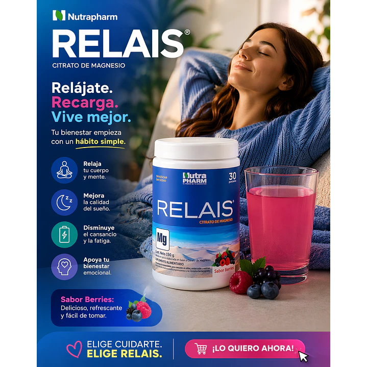 Relais Citrato De Magnesio  Nutrapharm Sabor Berries 150 Gr 5