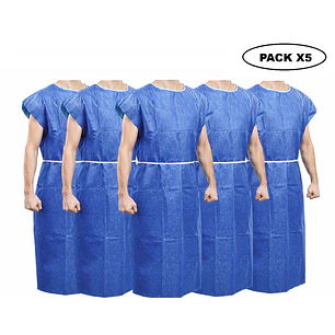Bata Camisa Paciente Desechable Cranberry Pack x5 