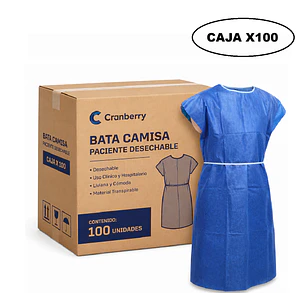 Bata Camisa Paciente Desechable Cranberry Caja x 100