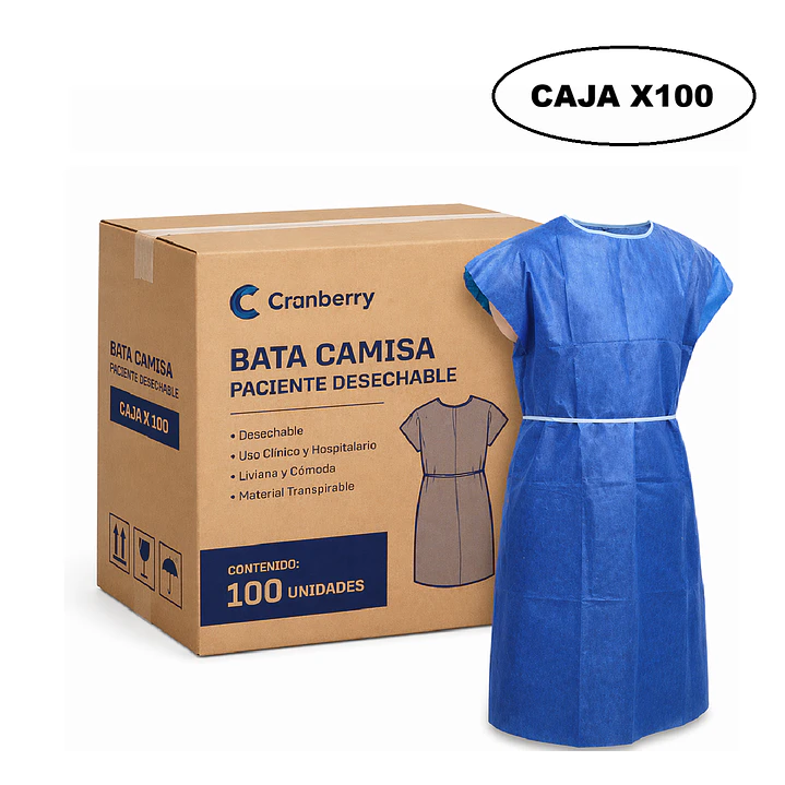 Bata Camisa Paciente Desechable Cranberry Caja x 100 1