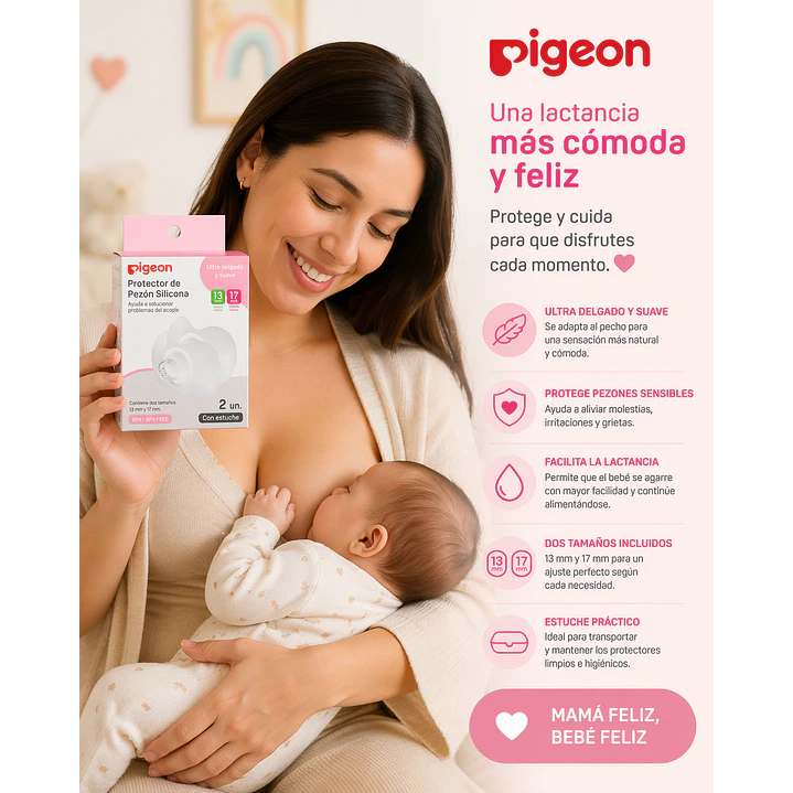 Protector De Pezon Silicona 2 Tamaños 13 Y 17mm + Estuche  6
