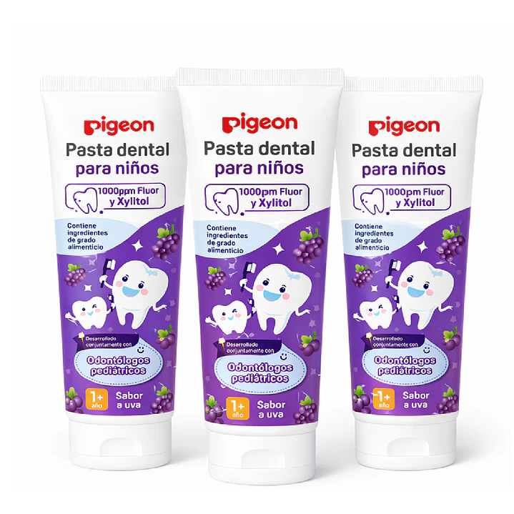 Pasta Dental Para Niños Pigeon Sabor A Uva 45Gr Pack x3 2