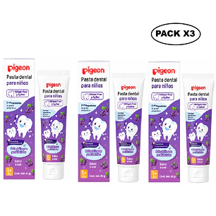 Pasta Dental Para Niños Pigeon Sabor A Uva 45Gr Pack x3