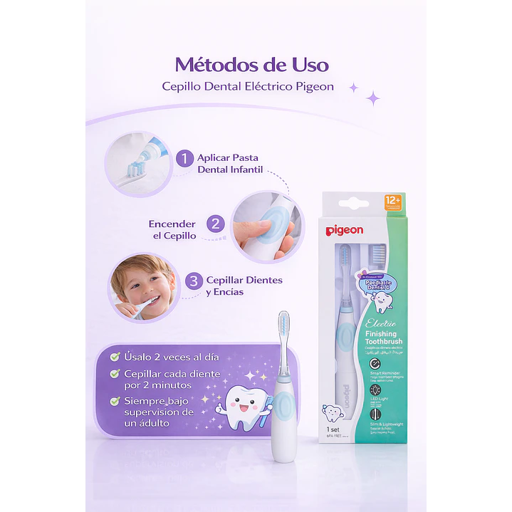 Cepillo De Dientes Electrico Pigeon Para Niños +12M 5