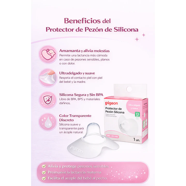 Protector De Pezon De Silicona 1u Pigeon Talla 13mm 4