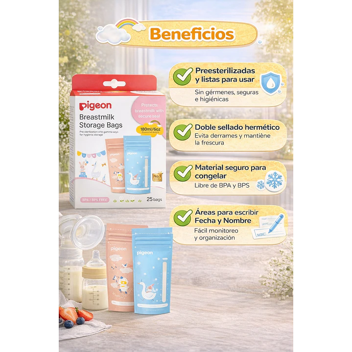 Bolsas Para Almacenar Leche Materna Pigeon  180ml - 25uds 4
