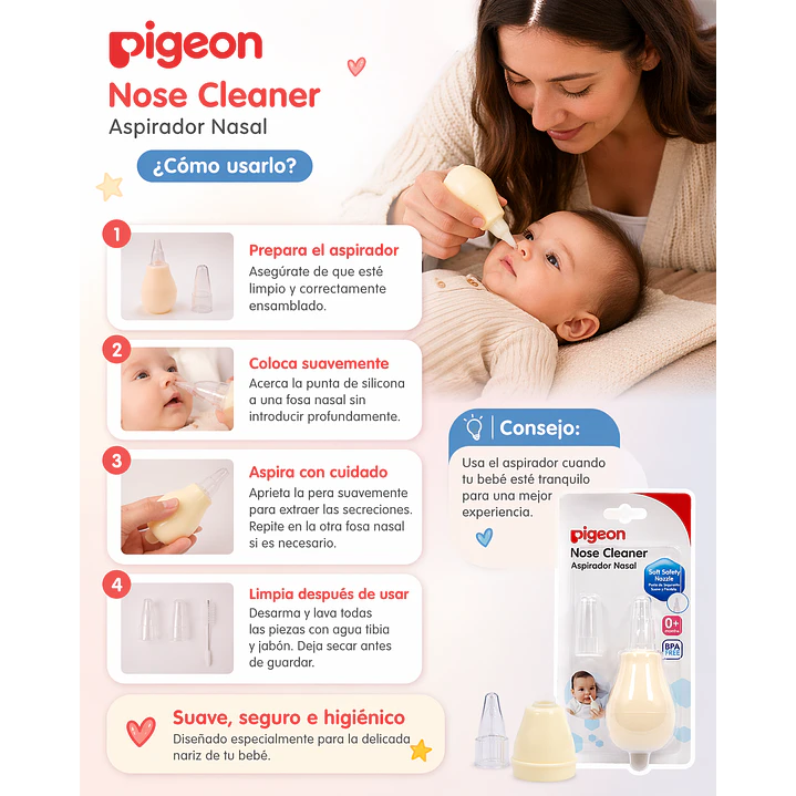 Aspirador Nasal Saca Mocos Con Deposito Pigeon +0M 5