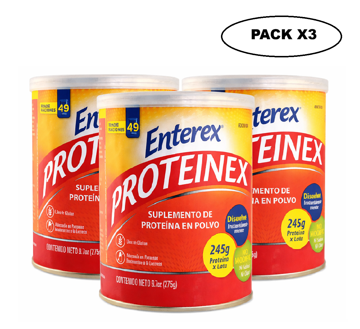 Enterex Powered Enterex Proteinex 275g Pack x3 Suplemento Proteico