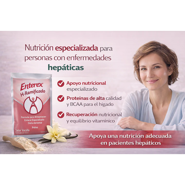 Enterex Hepatic Vainilla, Polvo Sachet  Sabor Vainilla De 110 G. Pack x12 6