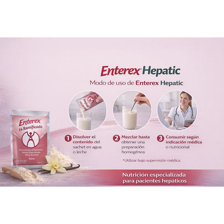 Enterex Hepatic Vainilla, Polvo Sachet  Sabor Vainilla De 110 G. Caja x24 5