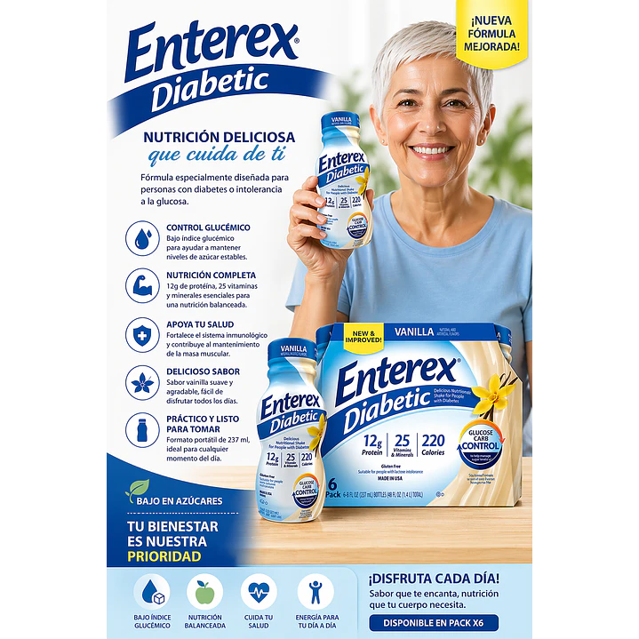 Enterex Diabetic Vainilla Liquido 237ml Pack X6 Caja x4 6