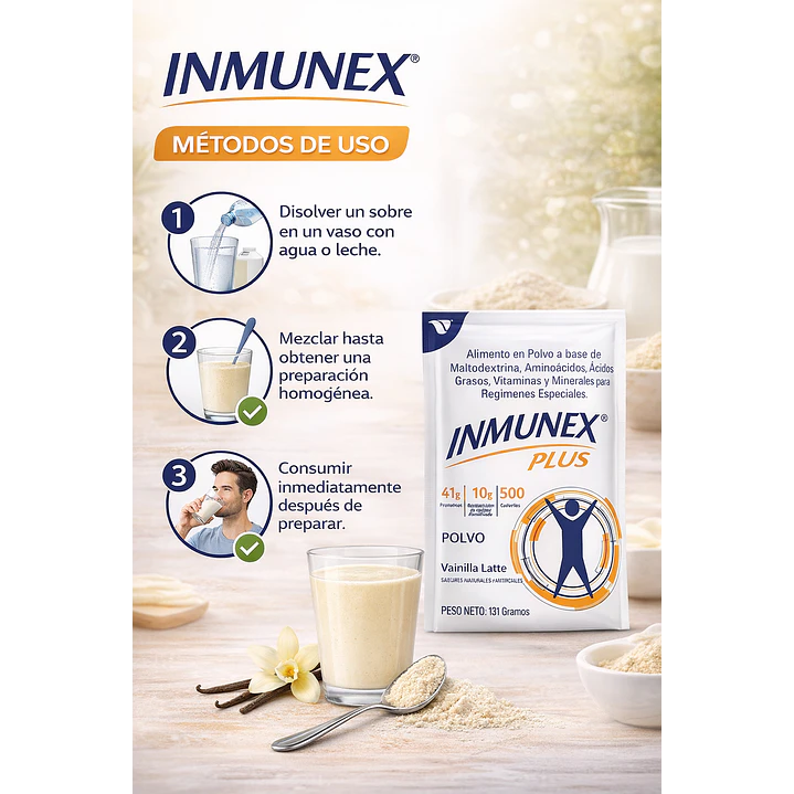 Inmunex Plus Polvo Vainilla Sachet 131g Pack x 12 3