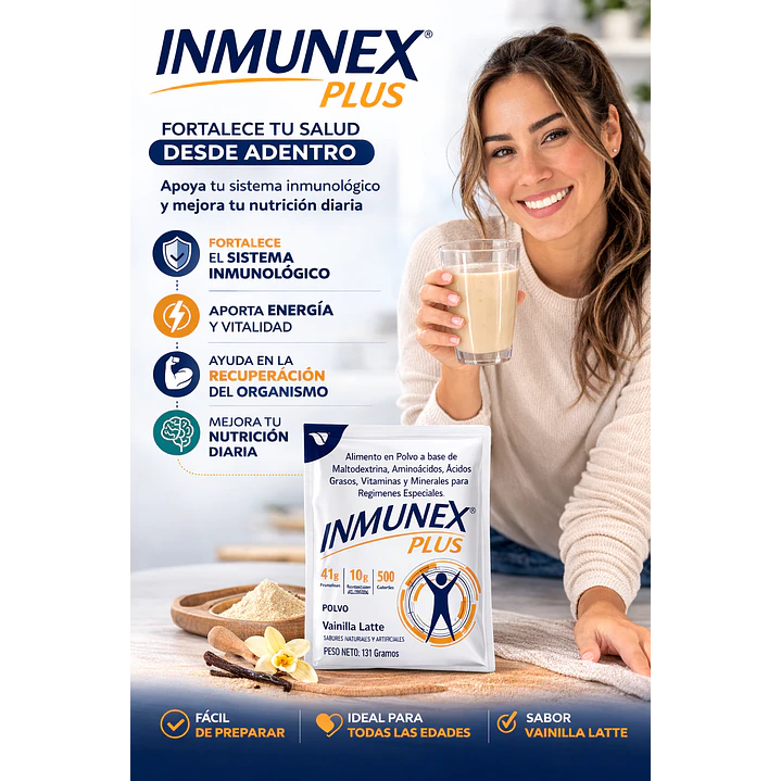 Inmunex Plus Polvo Vainilla Sachet 131g Caja x 24 4