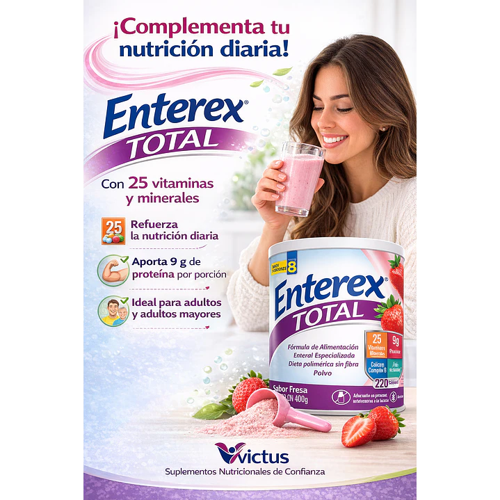 Enterex Total Polvo Rinde 8 Porciones Sabor Fresa 400g Pack x6 6