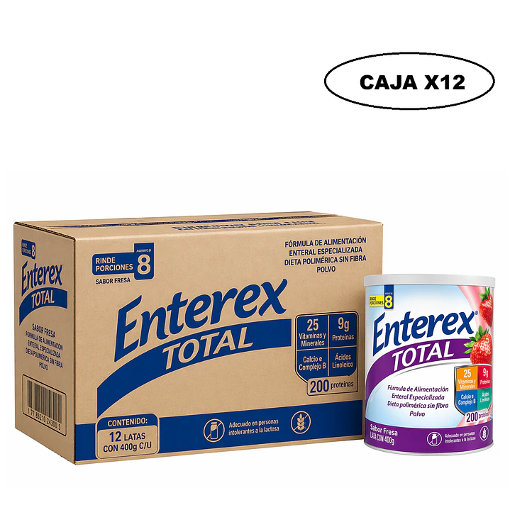 Enterex Total Polvo Rinde 8 Porciones Sabor Fresa 400g Caja x12 1