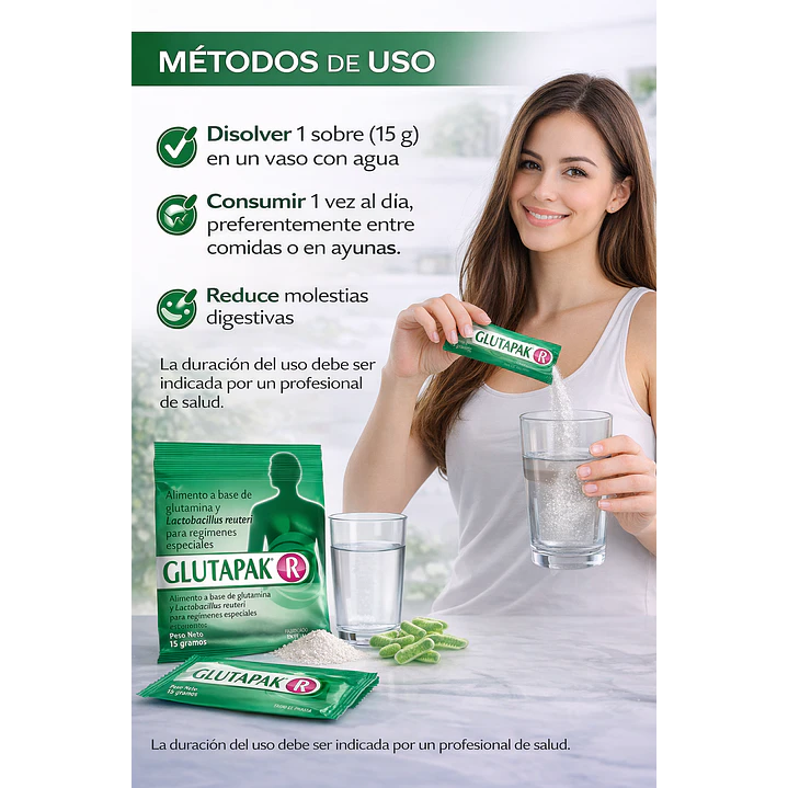Glutapak R L-glutamina Y Lactobacillus Flora Intestinal 15G Pack x6  3
