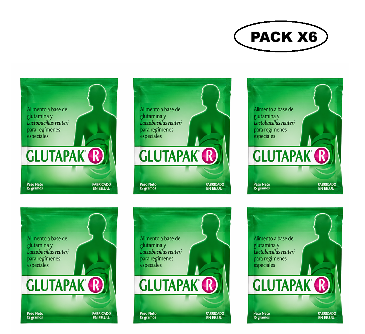Glutapak R L-glutamina Y Lactobacillus Flora Intestinal 15G Pack x6