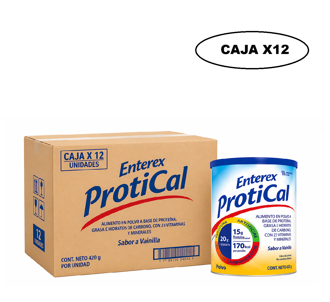 Enterex Protical Vainilla 420g Caja x12 Proteína Nutricional