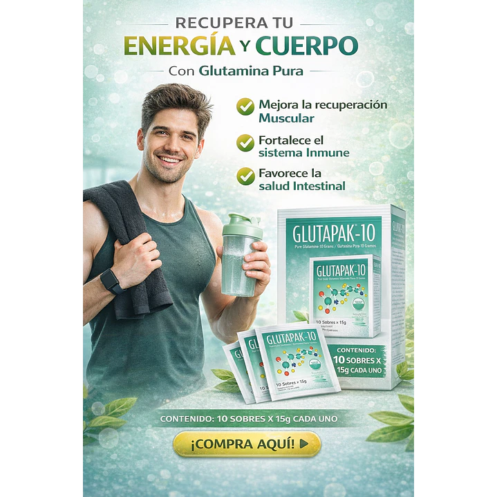 Glutapak - 10 Glutamina Pura Sobre 15g Pack x6 4