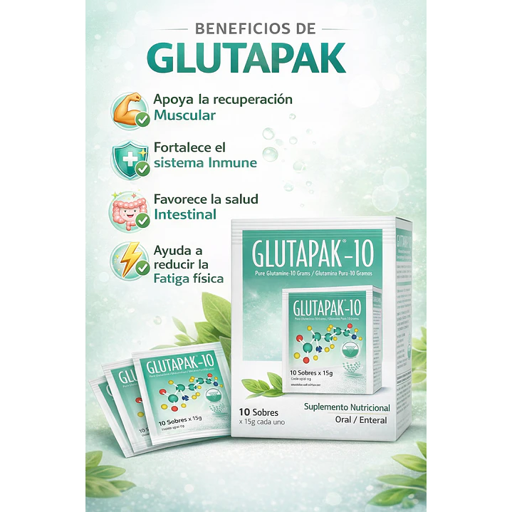Glutapak - 10 Glutamina Pura Sobre 15g Caja x12 3