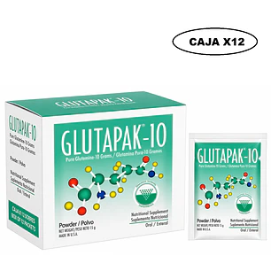 Glutapak - 10 Glutamina Pura Sobre 15g Caja x12