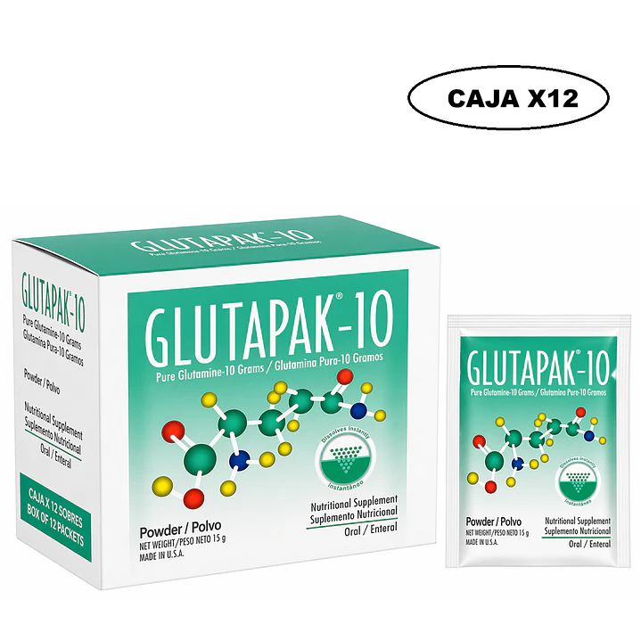 Glutapak - 10 Glutamina Pura Sobre 15g Caja x12 1