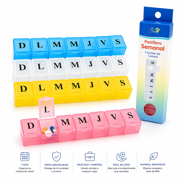 Pastillero Semanal Best House Organizador de Medicamentos 7 Días  3