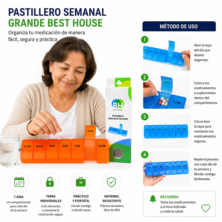 Pastillero Semanal Grande Best House 7 Días 3