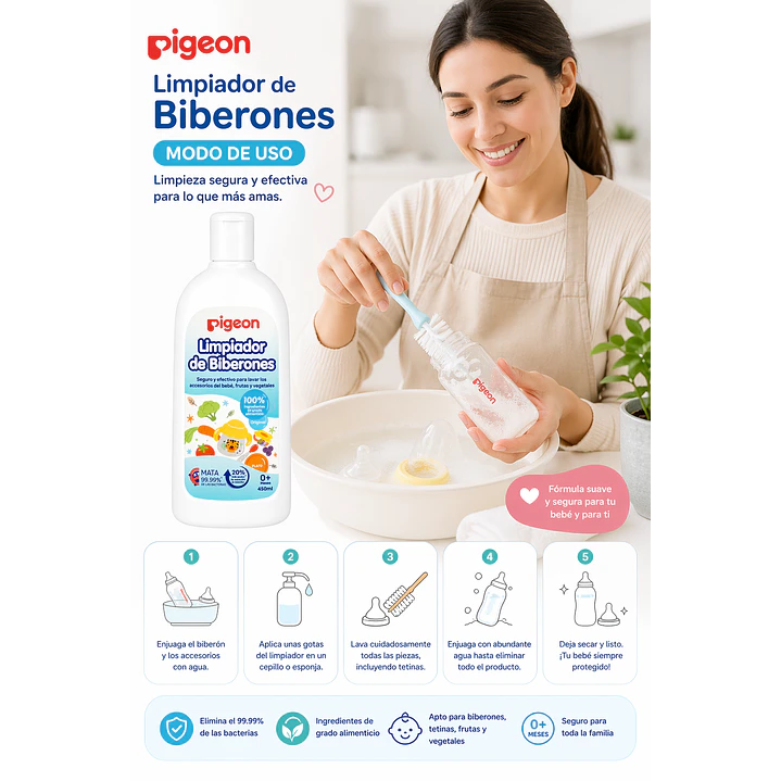 Limpiador de Biberones Pigeon 200 ml  2