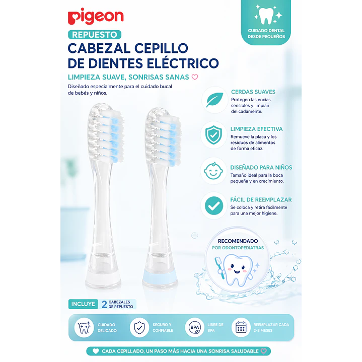 Repuesto Cabezal Cepillo De Diente Eléctrico Pigeon Color Transparente 4